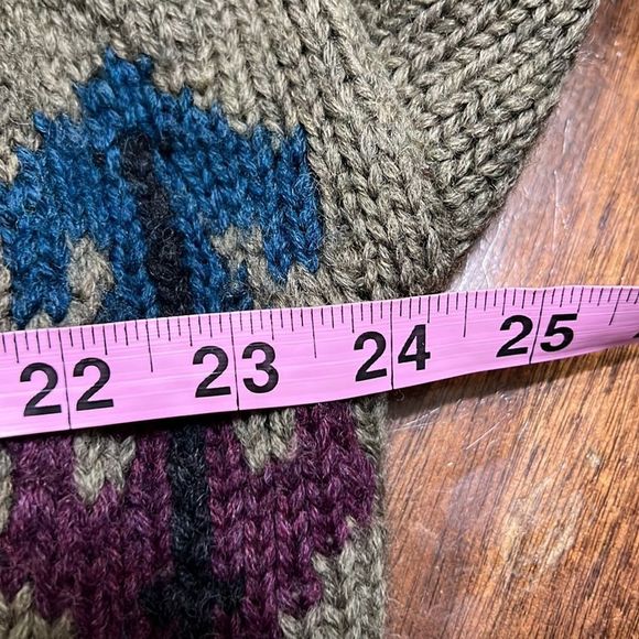 Vintage Boston Traders Hand knit Limited Ed Green Grandpa Cardigan Sweater Sz M - Picture 10 of 12